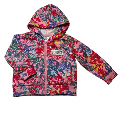 Girls Bonds, colourful floral zip up track top, EUC, size 1,  