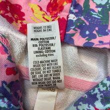 Load image into Gallery viewer, Girls Bonds, colourful floral zip up track top, EUC, size 1,  