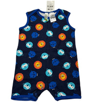 Load image into Gallery viewer, Boys Dymples, navy cotton romper, lions, NEW, size 1,  