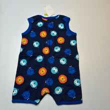 Load image into Gallery viewer, Boys Dymples, navy cotton romper, lions, NEW, size 1,  
