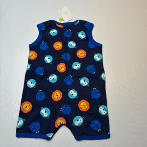 Boys Dymples, navy cotton romper, lions, NEW, size 1,  