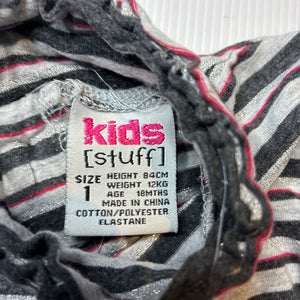 Girls Kids Stuff, stretchy striped long sleeve top, GUC, size 1,  