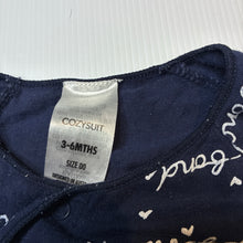 Load image into Gallery viewer, Unisex Bonds, navy stretchy cozysuit coverall / romper, GUC, size 00,  