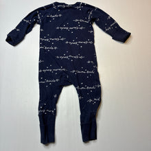 Load image into Gallery viewer, Unisex Bonds, navy stretchy cozysuit coverall / romper, GUC, size 00,  