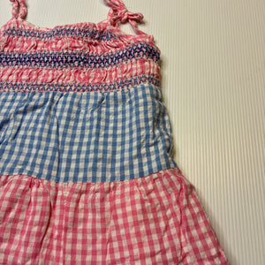 Girls PINK & BLUE, lined lightweight cotton summer dress, GUC, size 0, L: 41cm