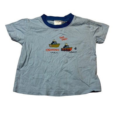 Boys Osh Kosh, blue cotton tee / top, boats, GUC, size 0,  