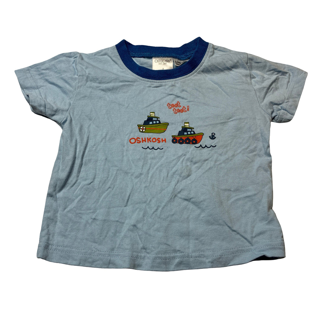 Boys Osh Kosh, blue cotton tee / top, boats, GUC, size 0,  