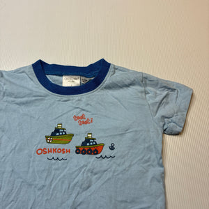 Boys Osh Kosh, blue cotton tee / top, boats, GUC, size 0,  