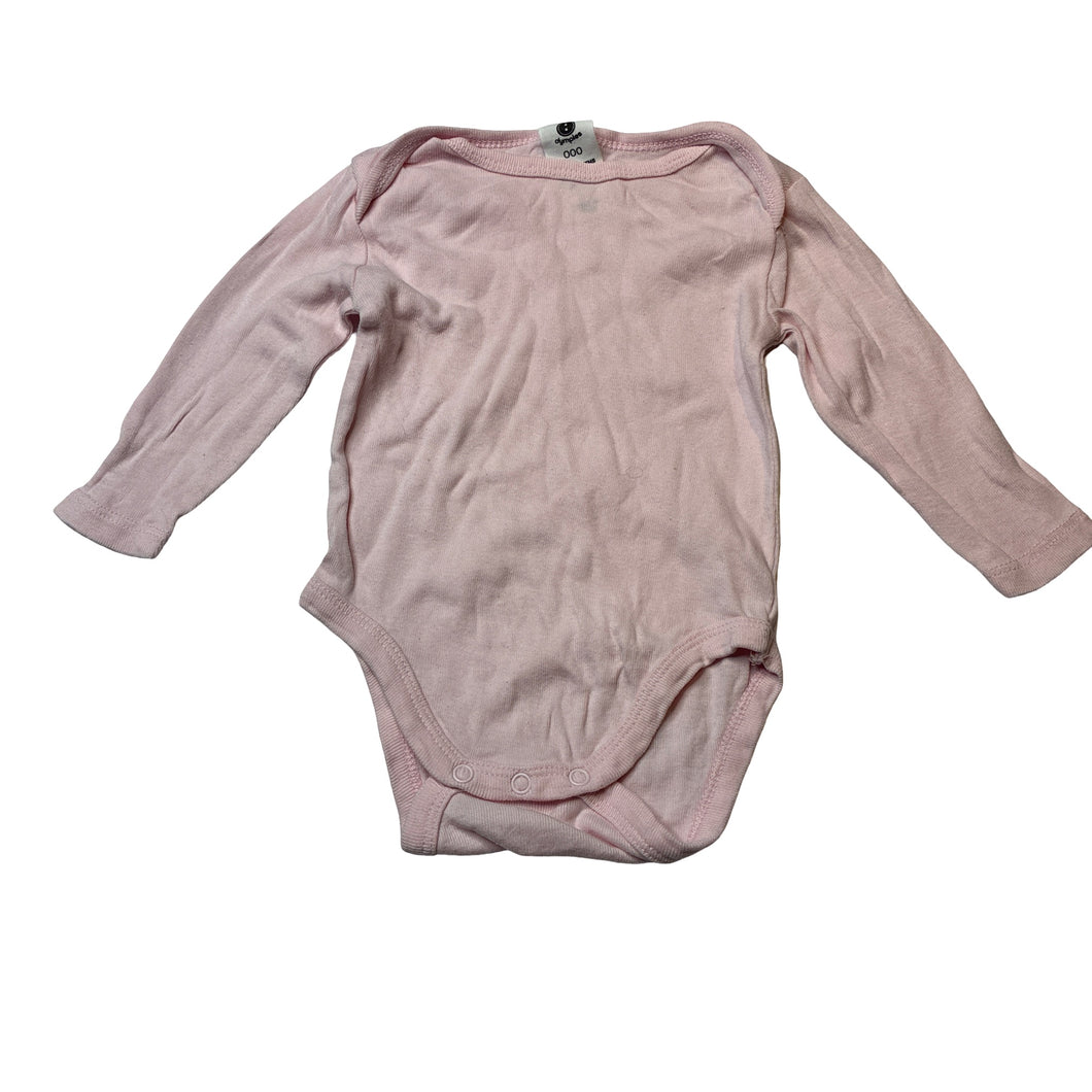 Girls Dymples, pink cotton bodysuit / romper, GUC, size 000,  