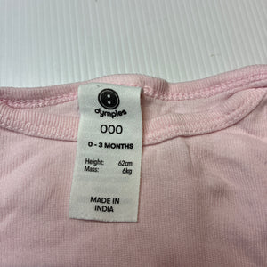 Girls Dymples, pink cotton bodysuit / romper, GUC, size 000,  
