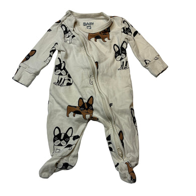 Unisex Cotton On, stretchy zip coverall / romper, dogs, FUC, size 0000,  