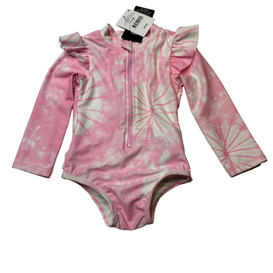Girls Cotton On, tie dyed long sleeve swim one-piece, NEW, size 0,  