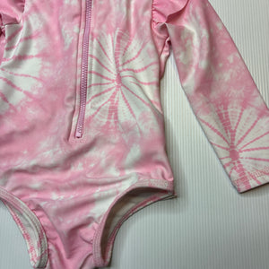 Girls Cotton On, tie dyed long sleeve swim one-piece, NEW, size 0,  
