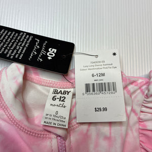 Girls Cotton On, tie dyed long sleeve swim one-piece, NEW, size 0,  