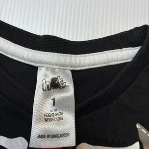 Boys H&T, black cotton Halloween tee / top, EUC, size 1,  