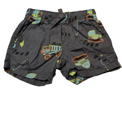 Boys KID, lightweight cotton shorts, elasticated, diggers, GUC, size 2,  