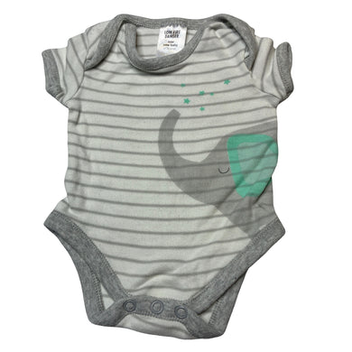 Unisex Target, cotton bodysuit / romper, elephant, EUC, size 0000,  