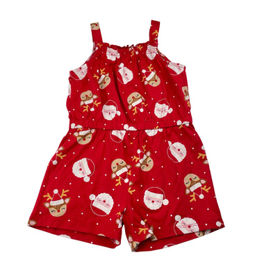 Girls Anko, red cotton Christmas playsuit, EUC, size 3,  
