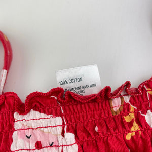 Girls Anko, red cotton Christmas playsuit, EUC, size 3,  
