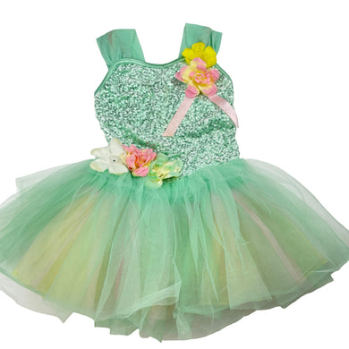 Girls Weissman, dance tutu leotard costume, *tear in tulle lower front & centre of flowers missing*, FUC, size 4-5,  