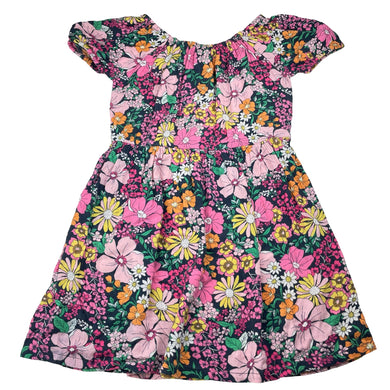 Girls Anko, colourful floral viscose dress, GUC, size 8, L: 62cm