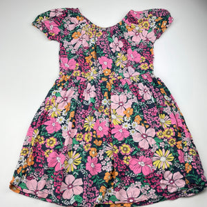Girls Anko, colourful floral viscose dress, GUC, size 8, L: 62cm