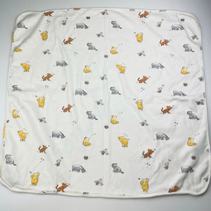 Unisex M&S, Disney Winnie the Pooh soft cotton blanket, 60cm x 62cm, small light mark, FUC, size 0000,  