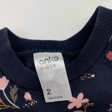 Load image into Gallery viewer, Girls Anko, floral fleece lined sweater dress, FUC, size 2, L: 45cm