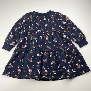 Girls Anko, floral fleece lined sweater dress, FUC, size 2, L: 45cm