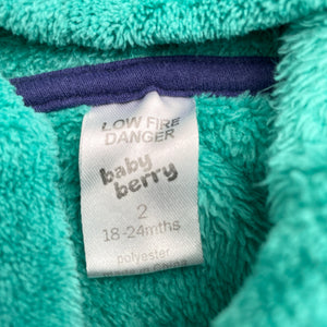Unisex Baby Berry, soft fleece dressing gown / bath robe, frog, EUC, size 2,  