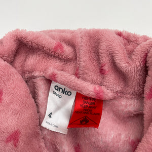 Girls Anko, pink fleece dressing gown / bath robe, GUC, size 4,  