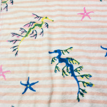 Load image into Gallery viewer, Girls Art Series, cotton hooded towel, seahorses, L: 56cm, EUC, size 3-5,  