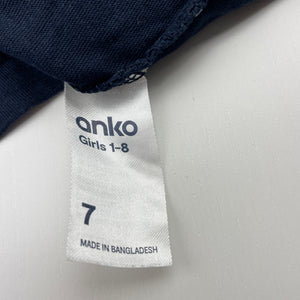 Girls Anko, navy cotton tee / top, bee, GUC, size 7,  