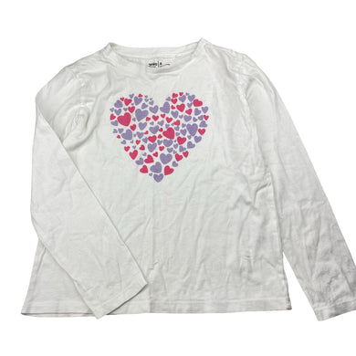 Girls Anko, cotton long sleeve tee / top, hearts, GUC, size 8,  