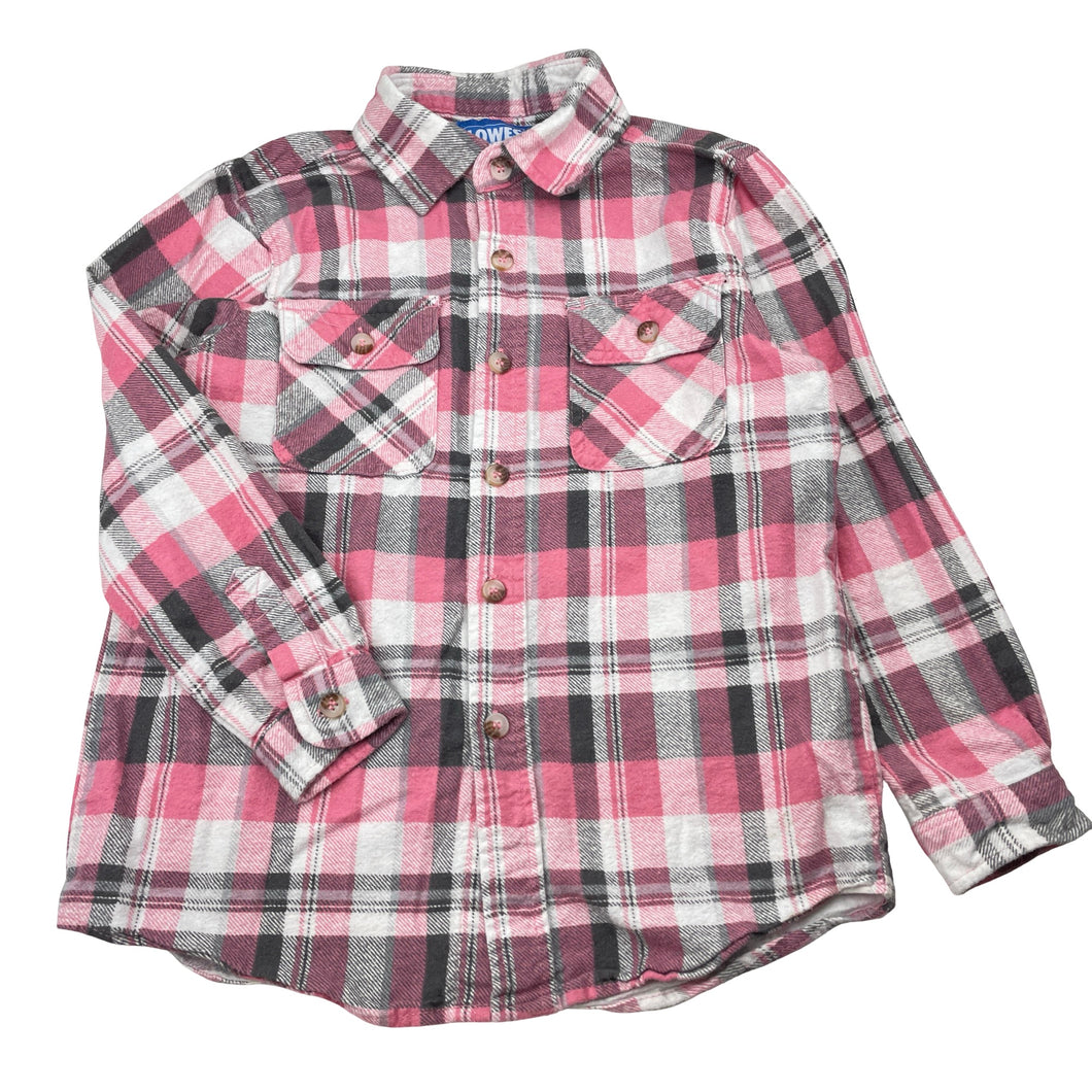 Girls LOWES, pink check flannel cotton long sleeve shirt, GUC, size 8,  