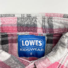 Load image into Gallery viewer, Girls LOWES, pink check flannel cotton long sleeve shirt, GUC, size 8,  