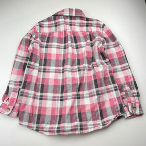 Girls LOWES, pink check flannel cotton long sleeve shirt, GUC, size 8,  