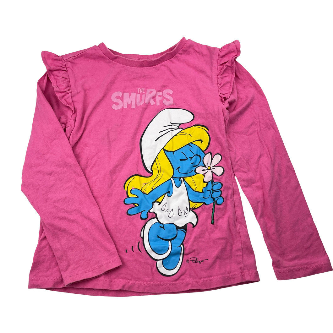 Girls THE SMURFS, cotton long sleeve tee / top, GUC, size 7,  