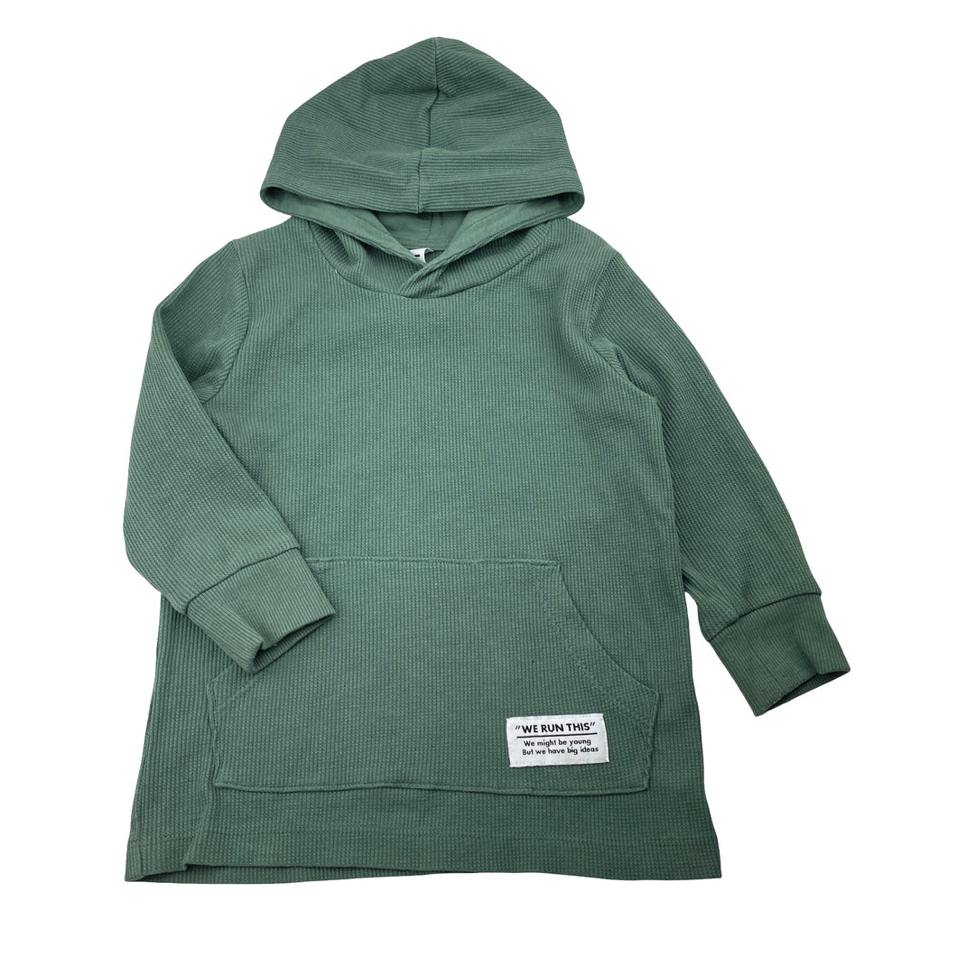 Boys KID, khaki waffle long sleeve hooded top, GUC, size 2,  