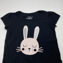 Load image into Gallery viewer, Girls H&amp;T, black cotton tee / top, rabbit, GUC, size 7,  