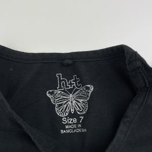 Girls H&T, black cotton tee / top, rabbit, GUC, size 7,  