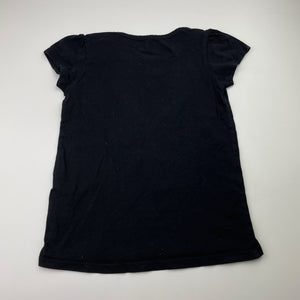 Girls H&T, black cotton tee / top, rabbit, GUC, size 7,  