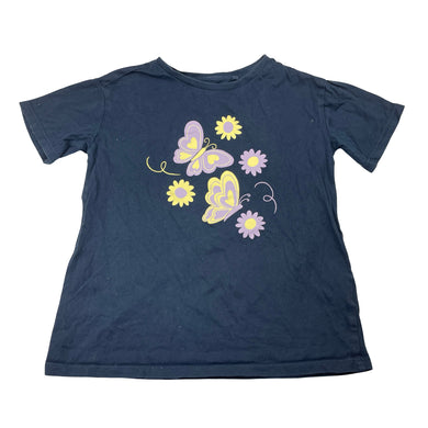 Girls Anko, navy cotton tee / top, butterflies, GUC, size 9,  