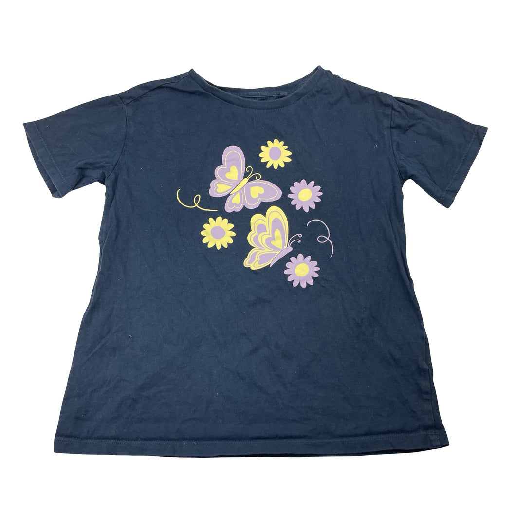 Girls Anko, navy cotton tee / top, butterflies, GUC, size 9,  