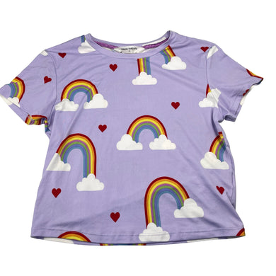 Girls URBAN THREADS, soft feel stretchy tee / top, rainbows, EUC, size 12,  
