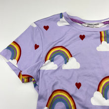 Load image into Gallery viewer, Girls URBAN THREADS, soft feel stretchy tee / top, rainbows, EUC, size 12,  