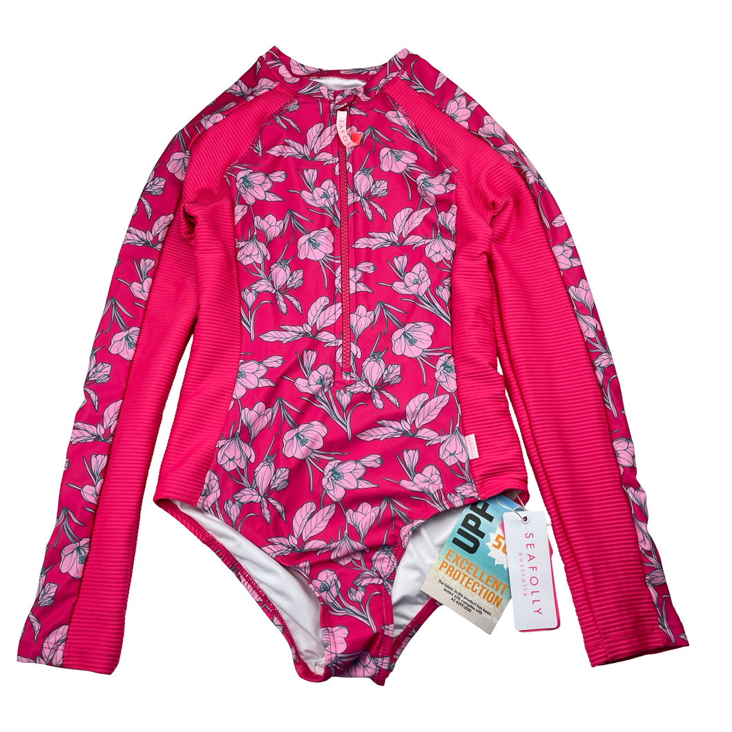 Girls SEAFOLLY, UPF 50+ paddlesuit / long sleeve swim one-piece, NEW, size 12,  