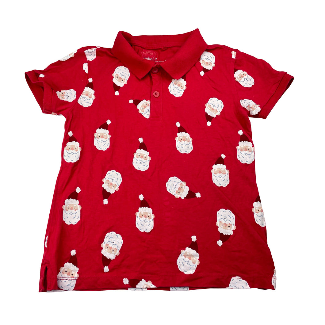 Boys Anko, Christmas cotton polo shirt top, GUC, size 7,  