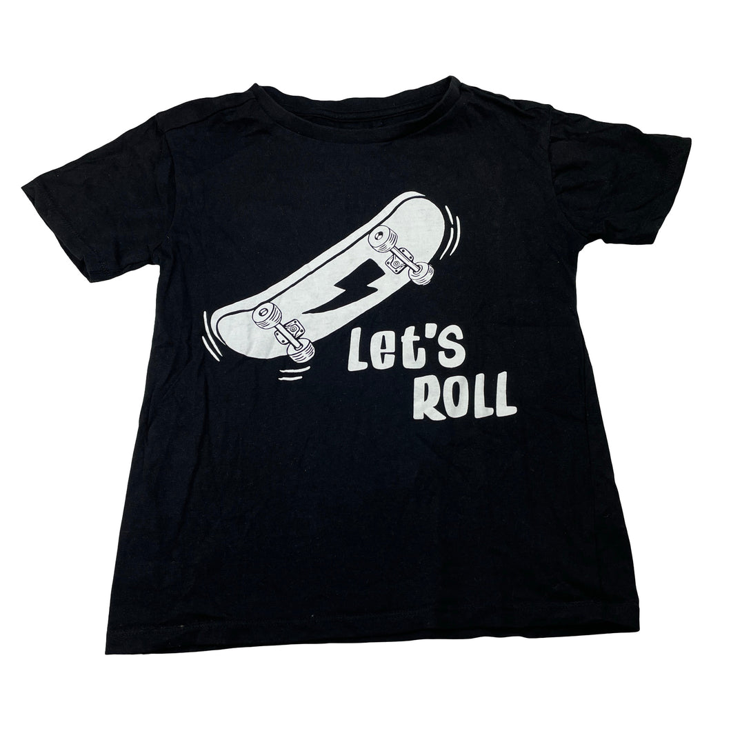 Boys Anko, black cotton tee / top, skateboard, GUC, size 7,  
