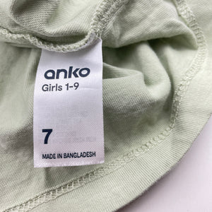 Girls Anko, green cotton singlet / tank top, GUC, size 7,  